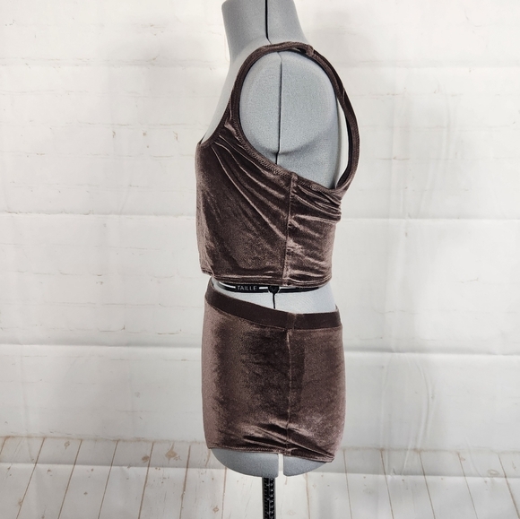Solid & Striped Velvet High-Waisted Bikini Set in Chocolate Brown XS/Small - Picture 6 of 10